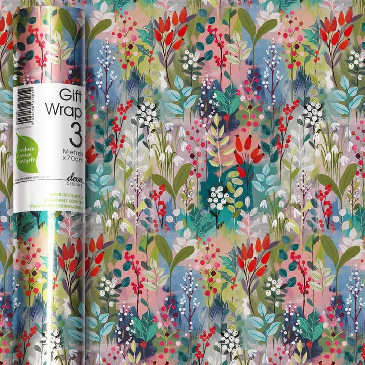 3 m X 70 cm Roll Wrap Christmas Blush - 30 Rolls for wholesale by Deva Designs Ltd