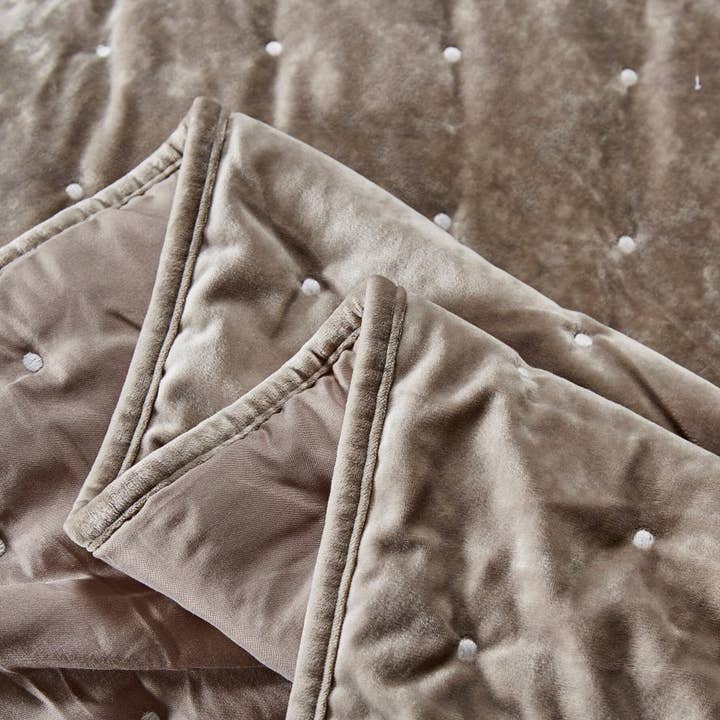 Tache Home Fashion - Wholesale Bedding Set - Tache Plush Dreams Sand Taupe Beige Tufted Velvet Quilt Set (JHW-853B)5