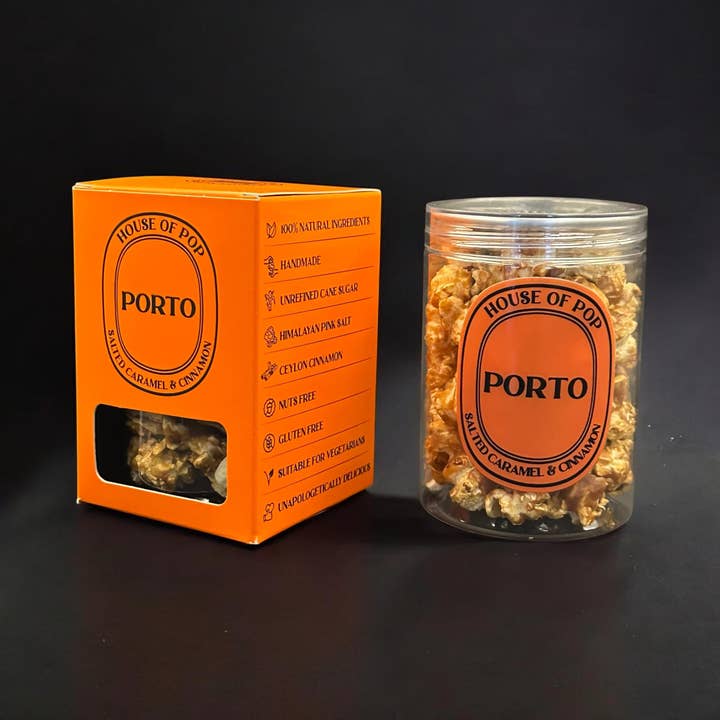 Porto Artisan Popcorn (Salted Caramel & Cinnamon) for wholesale by HOUSE OF POP