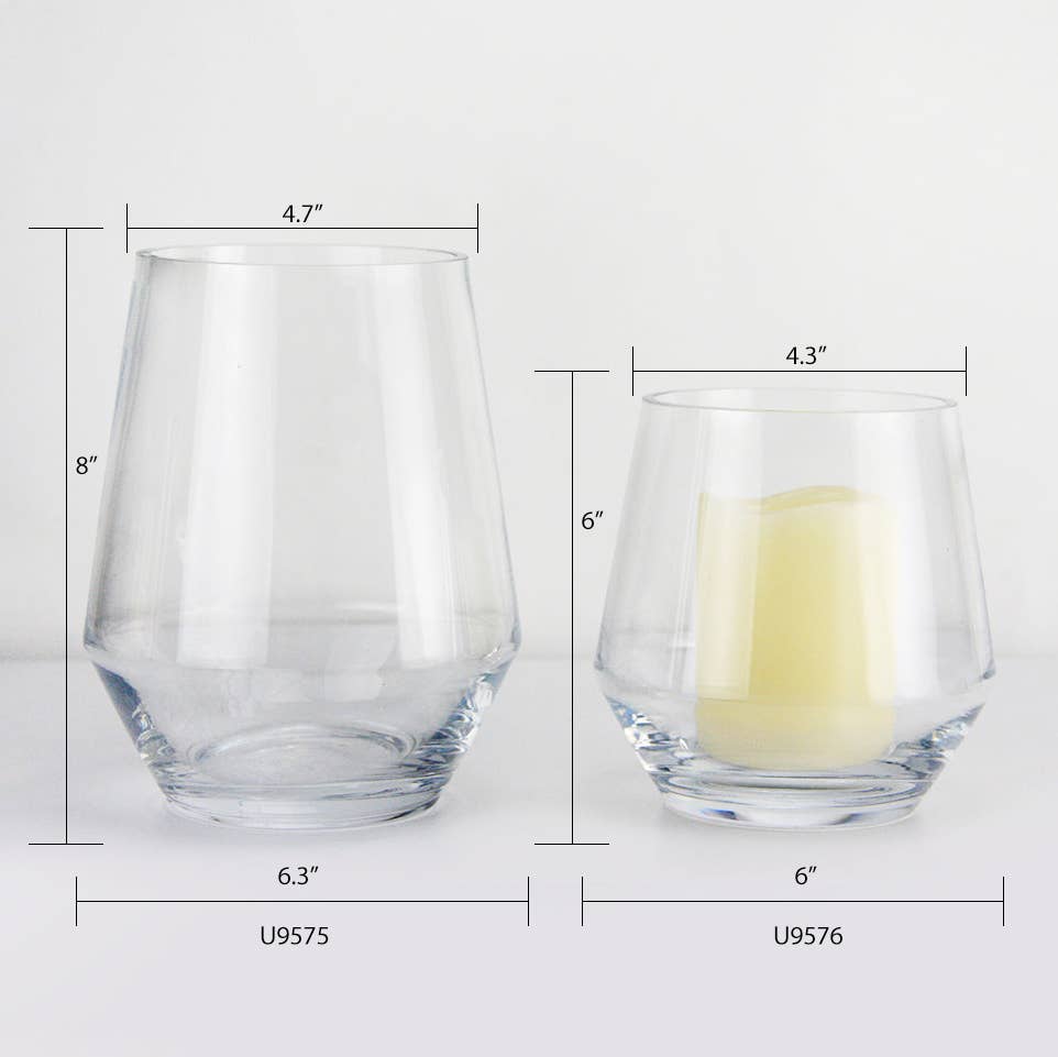 Cancella Collezione Euro | Vaso in Vetro a Lanterna, Trasparente (Top 4,7") in vendita all'ingrosso su Faire2