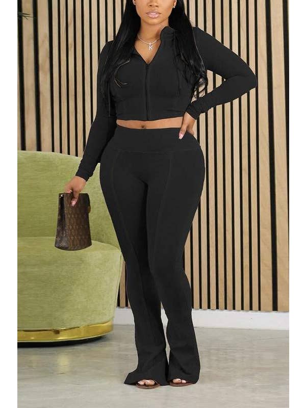 Queen Fashion - Vendita all'ingrosso Completo top e pantaloni (NON loungewear) - Donna - set top corto e pantaloni con cerniera