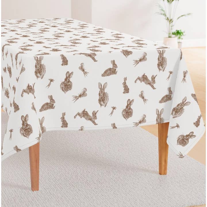 Forest Friends: Hasen-Tischdecke für den Großhandel von Fox & Willow Design Studio