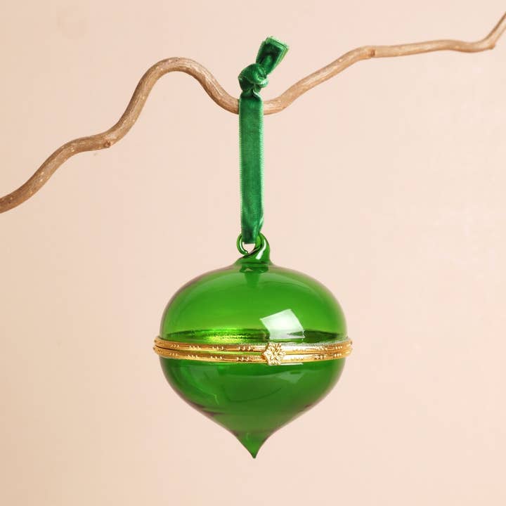 Lisa Angel - Wholesale Christmas Decoration - Green Glass Opening Bauble