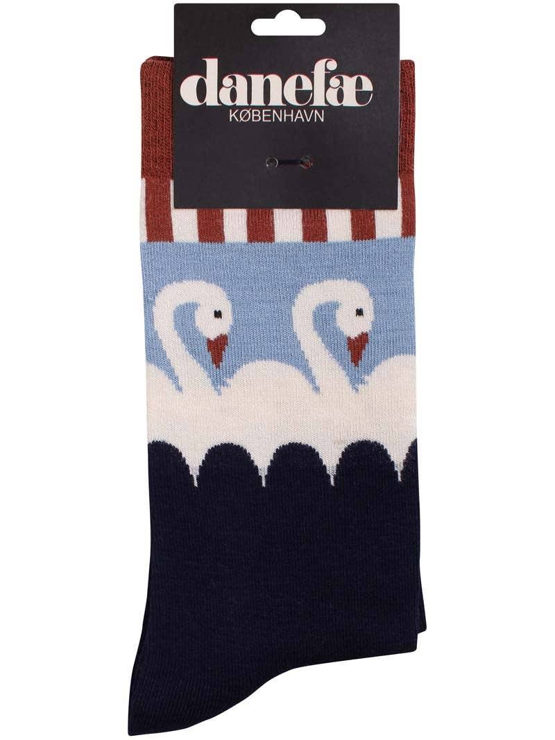 Danefae København - Wholesale Socks - Women's - Danewalk With Me Socks Dk Navy SWANLINE