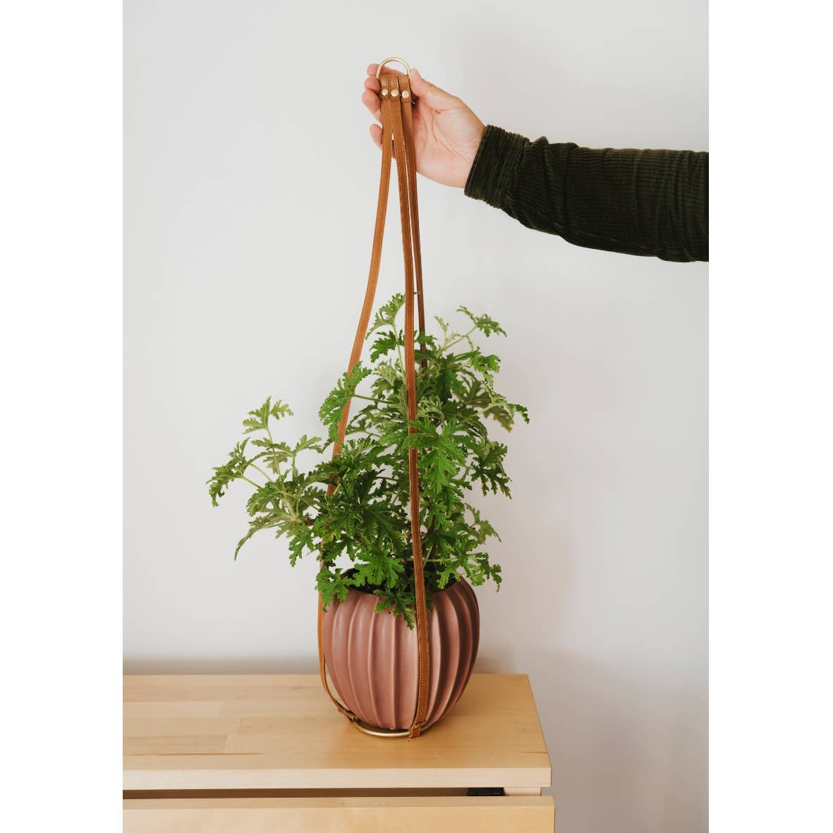 OMOM - Wholesale Grocery/Shopping Bag - OMOM Hanging planter in vegetable-tanned l0