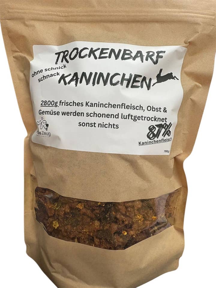 Dry BARF from rabbit with 87% rabbit meat for wholesale by Fresszeug.de