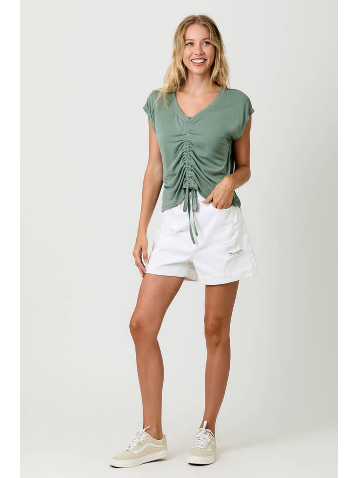 Mystree - Wholesale Knit Top - Women's - 20020 Front Ruche Modal Top 59