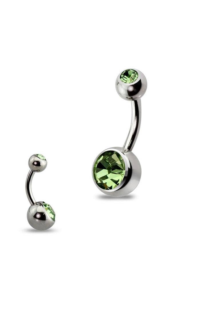 CRAVE – Großhandel Bauchnabel-Piercings – 10 MM LÄNGE BASIC 316L SS PRESS FIT DOPPEL EDELSTEIN NABELRING3