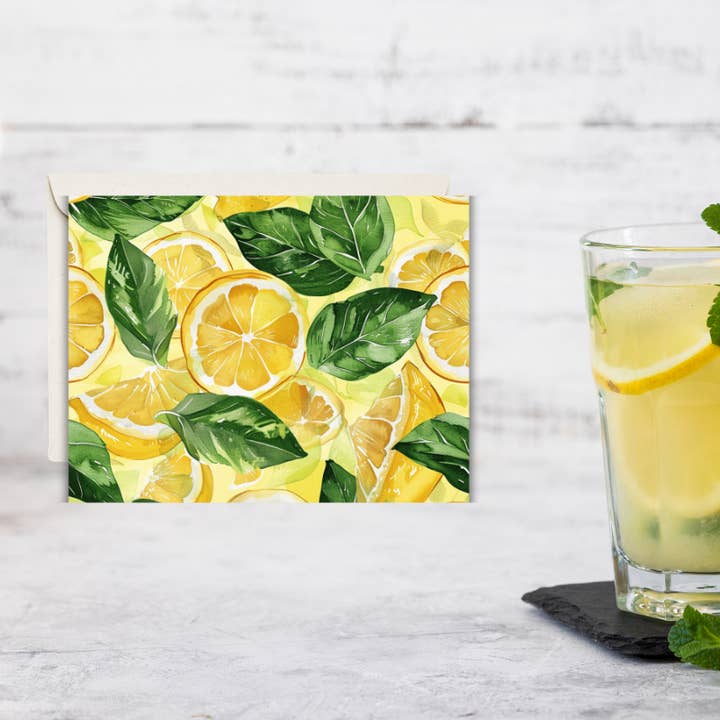 🍋 Lemon Notecard Set – Pack of 8 Blank Greeting Cards with Envelopes – 5.5x4.25" – Fresh Lemon Watercolor Designs – Kraft Gift Box Included for wholesale by The Paper Den