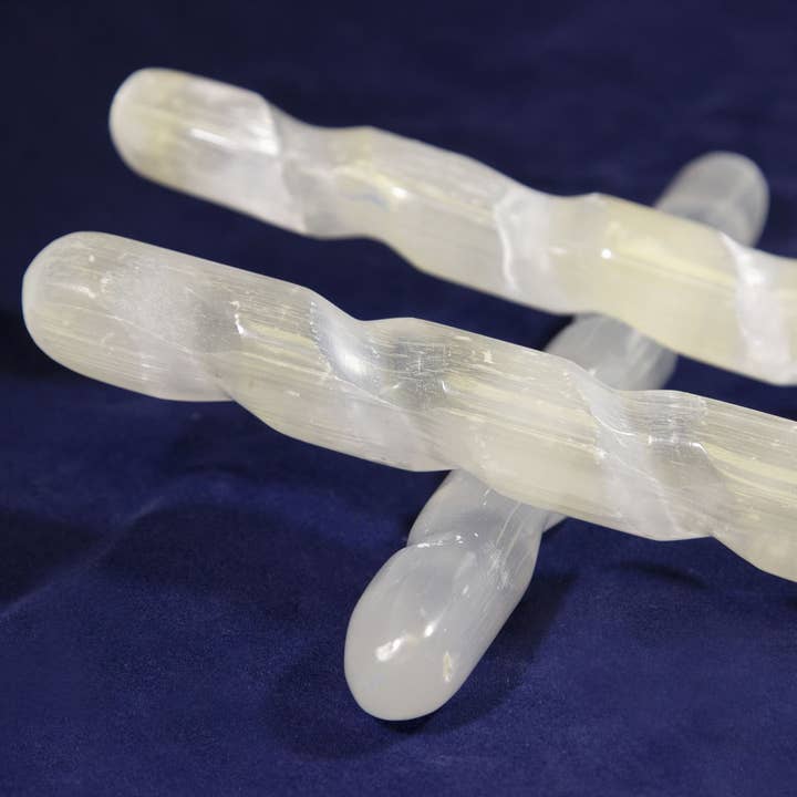 Cold River Mining - Wholesale Spiritual Stone/Crystal - Selenite Tumbled Spiral Wand - 10 Pack1