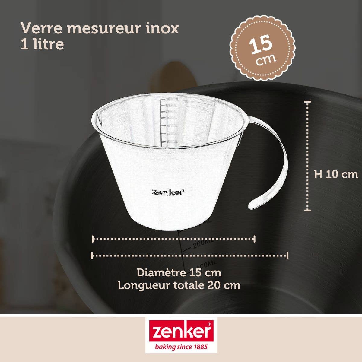 Zenker - Wholesale Measuring Cup - Zenker stainless steel measuring cup 1 liter3