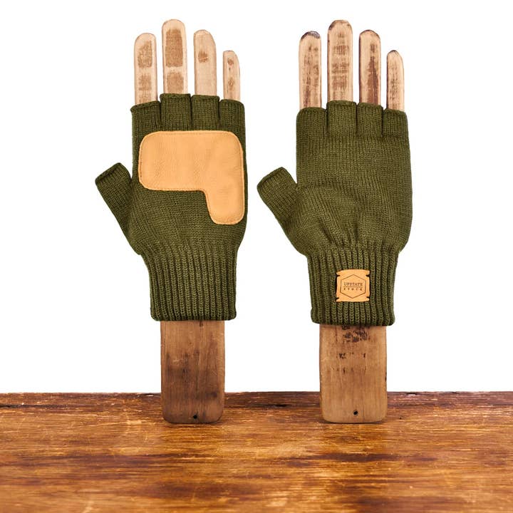 Upstate Stock – wholesale Gloves – Unisex – Moss Merino Wool Fingerless Glove