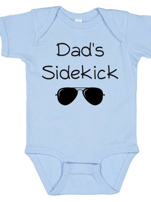 Dad Baby Cotton Bodysuit Dad's Sidekick Father's Day Graphic for wholesale by Paper Cow LLC