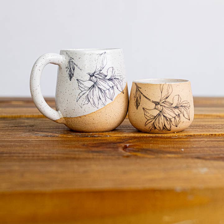 Hands On Ceramics - Wholesale Drinking Glass/Cup - Handmade Ceramic Floral espresso cup-3 ounce5