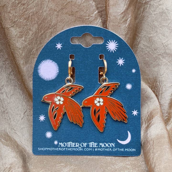 Mother of the Moon - Wholesale Dangle Earrings - Desert Bird Enamel Earrings4