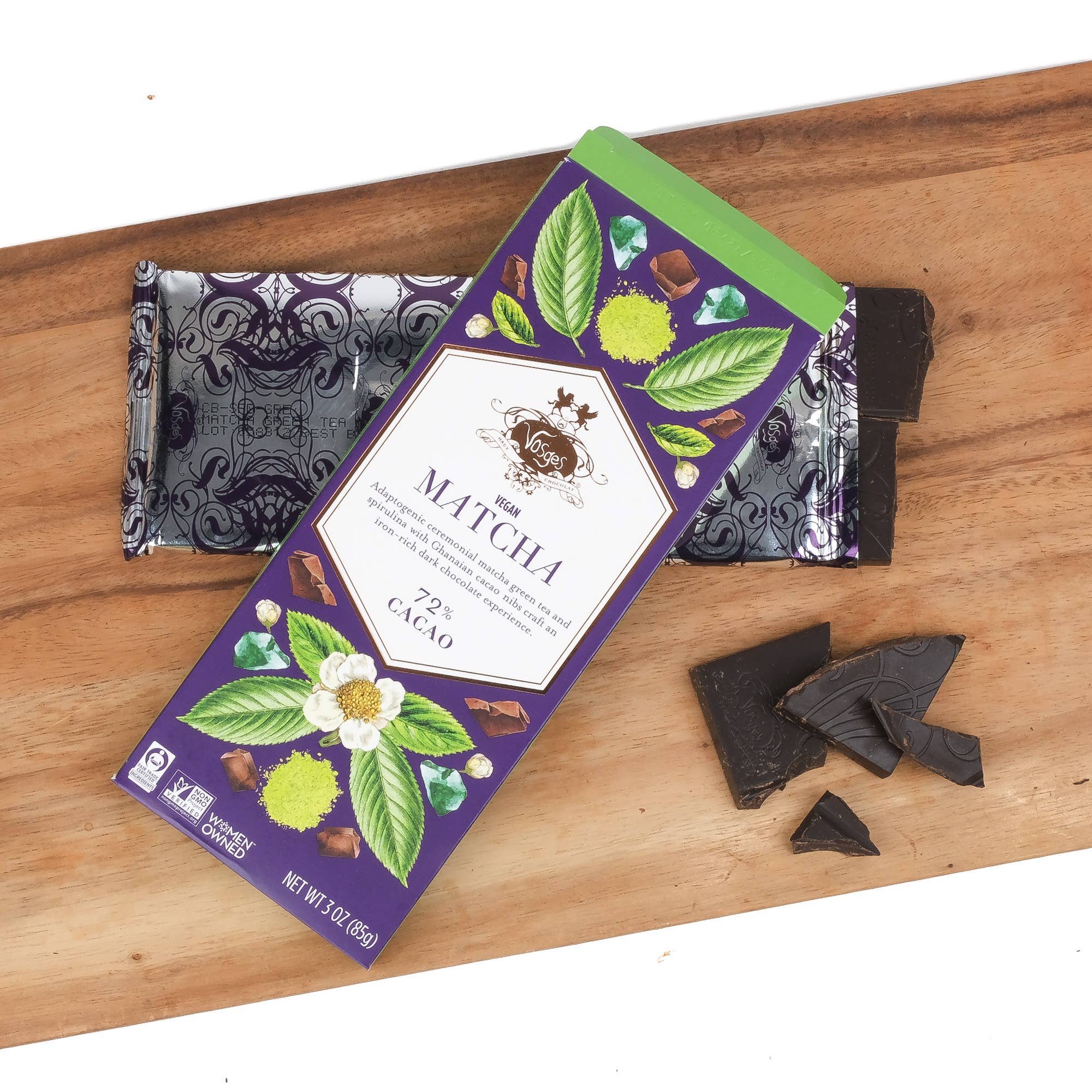 Vosges Haut-Chocolat - Wholesale Chocolate Bar - Dark Chocolate Bar w/ Matcha Green Tea & Spirulina - Gourmet1