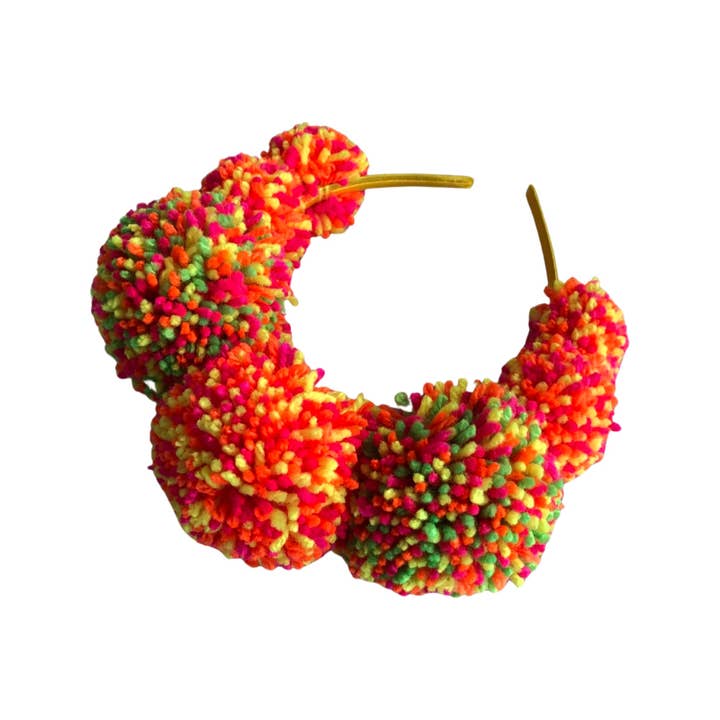 IamMe Store - Wholesale Fashion Headband - Women's - Bright Neon Confetti Pom Pom Festival Headband