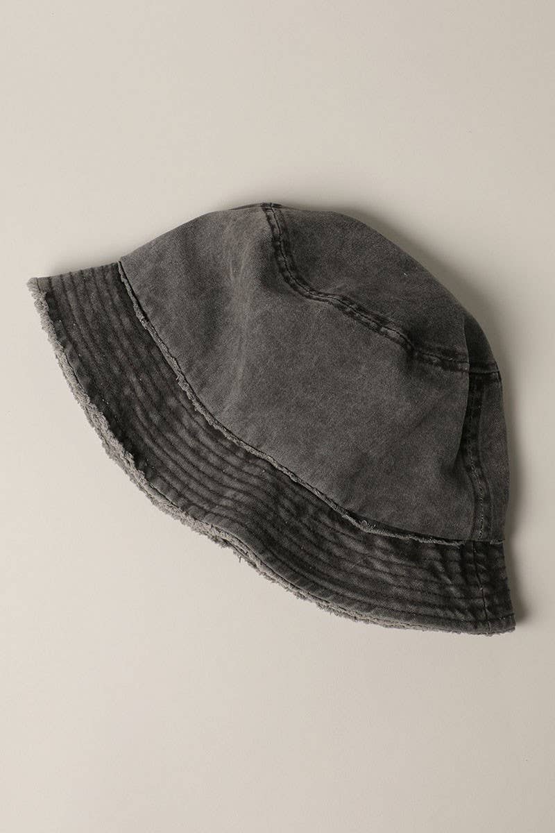 Fashion City – wholesale Bucket Hat - Dam – Sliten duk bomull denim hink hatt1