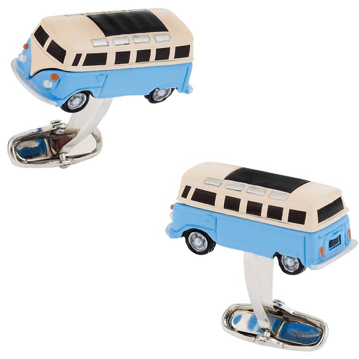Camper Bus Cufflinks Blue for wholesale by Cuff-Daddy