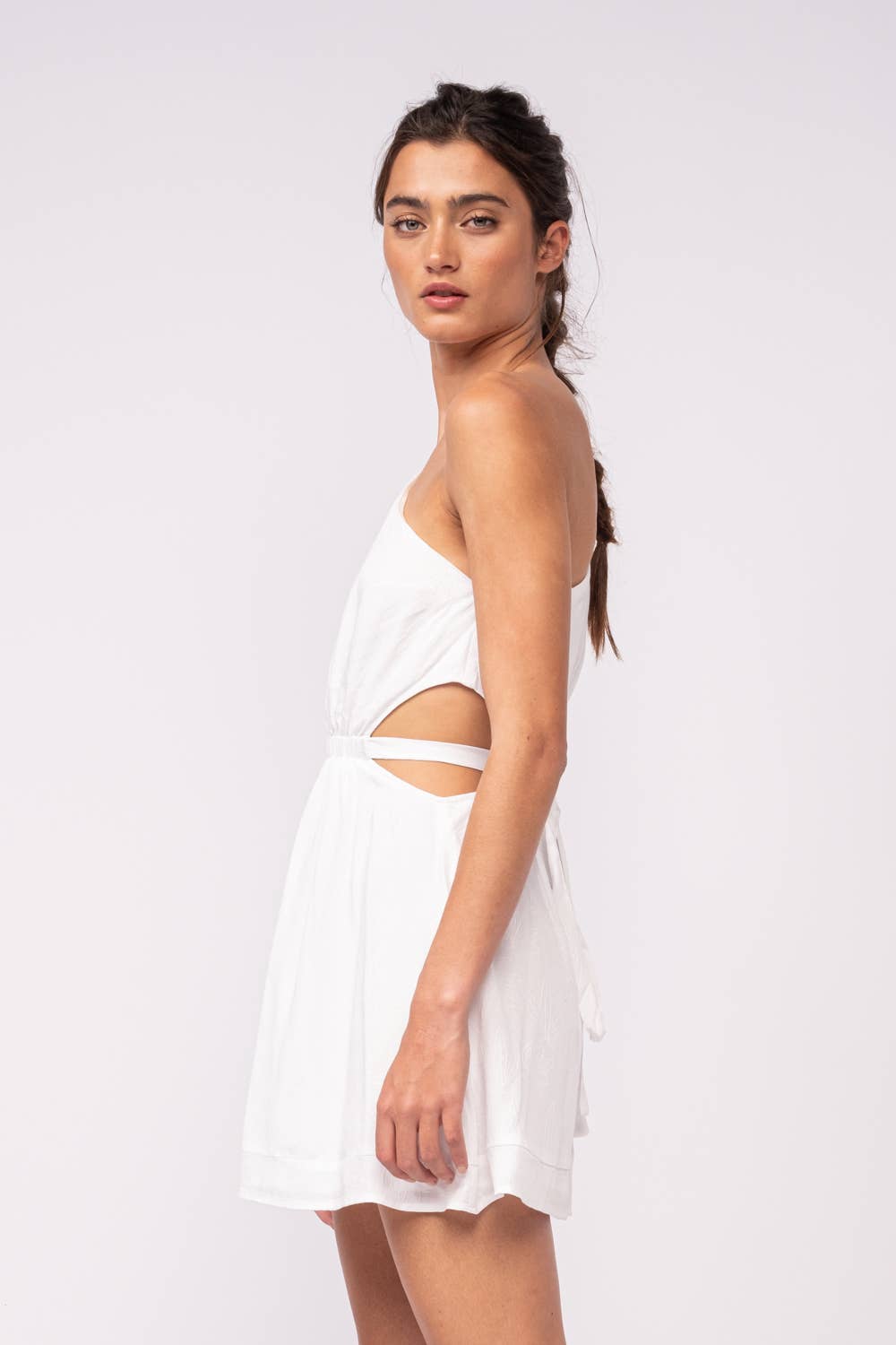 Sky to Moon - Wholesale Dress - Women's - ONE-SHOULDER WAIST CUTOUT PLAIN MINI DRESS11