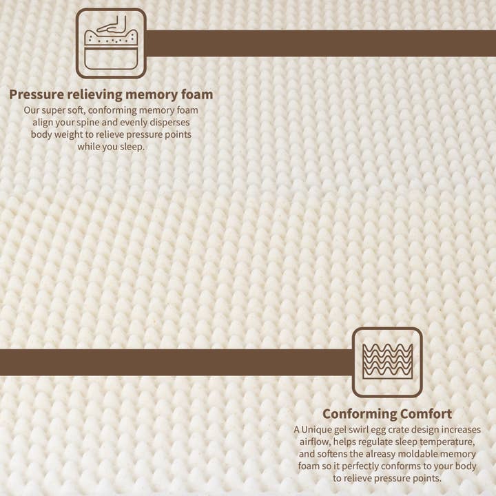 Beige Surmatelas alambiqué en mousse viscoélastique infusée de cuivre de 2 pouces en vente sur Faire