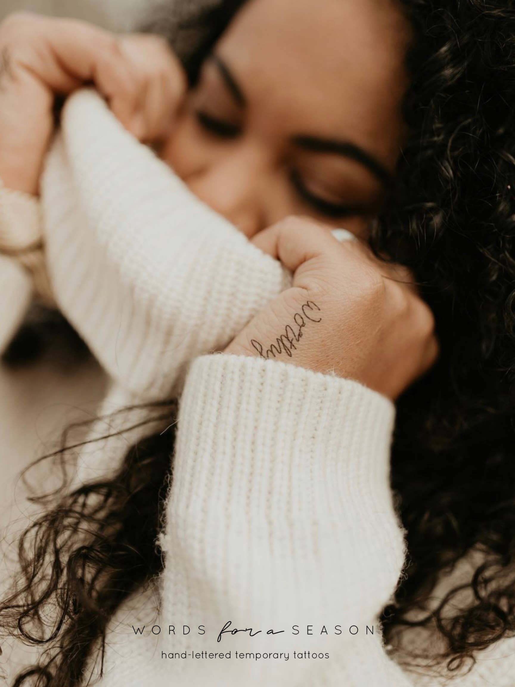 Words for a Season - Wholesale Temporary Tattoo - Worthy Calligraphy Temp Tattoo | Skin and Hat Tattoo