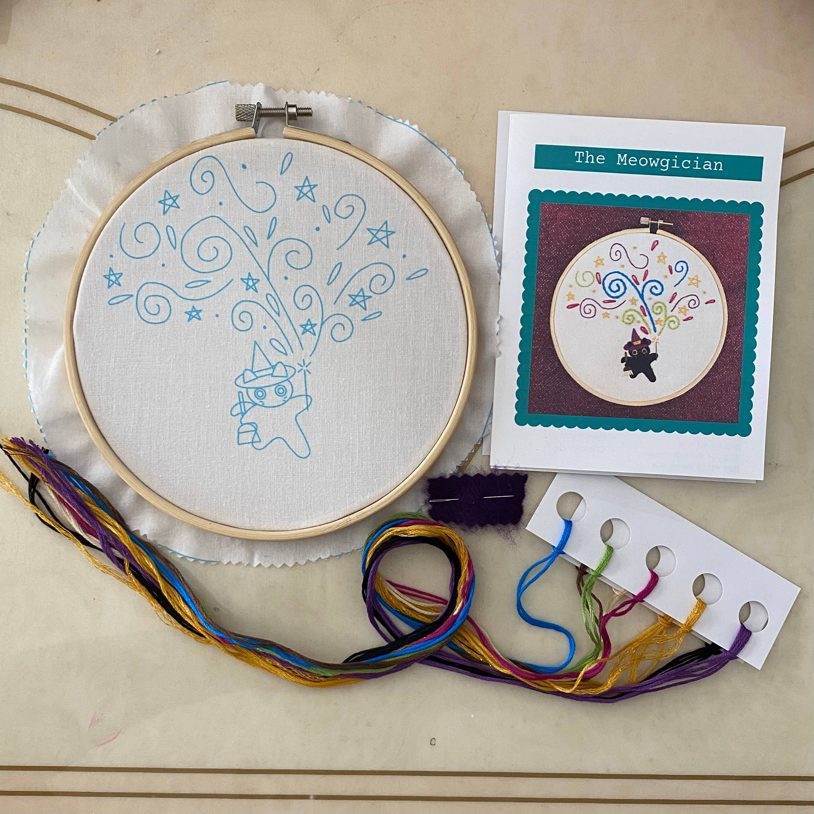 Stitches By Tiff - Wholesale Embroidery/Cross Stitch Supplies - The Meowgician Magic Cat DIY Embroidery Craft Kit5