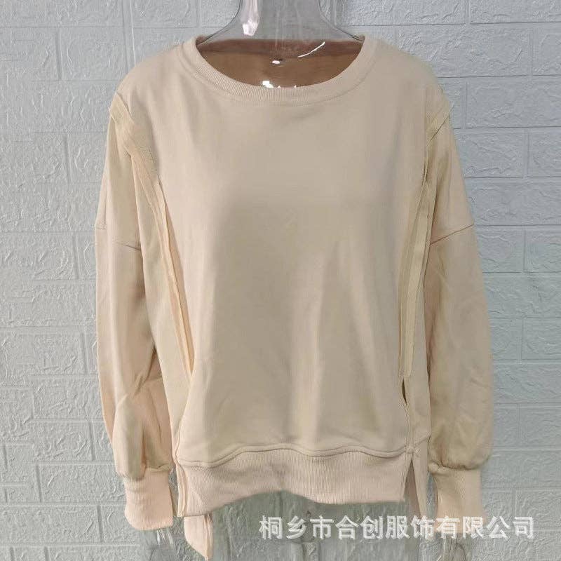 safistyle - Wholesale Sweatshirt - Women's - Loose Knit Sweatshirt with Drop Shoulder Sleeves7