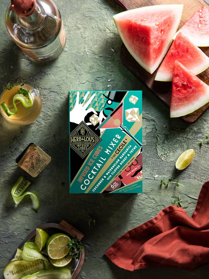 Cucumber & Watermelon Margarita Cocktail Mixer Cubes-12-Cube for wholesale by Herb & Lou's