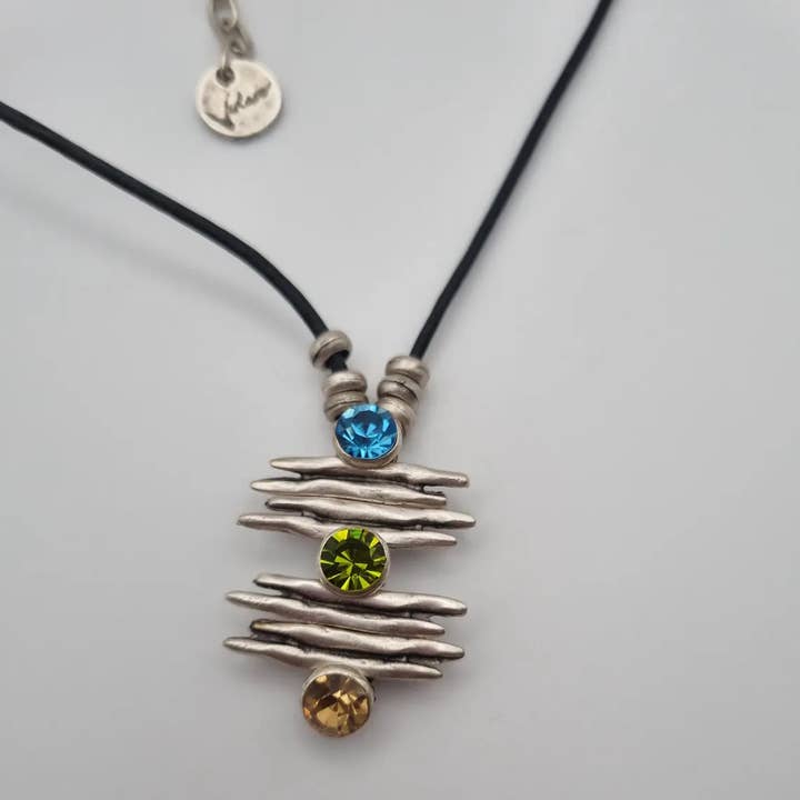 Volare - Wholesale Pendant/Charm Necklace - Stacked Uneven Bars Genuine leather Necklace4