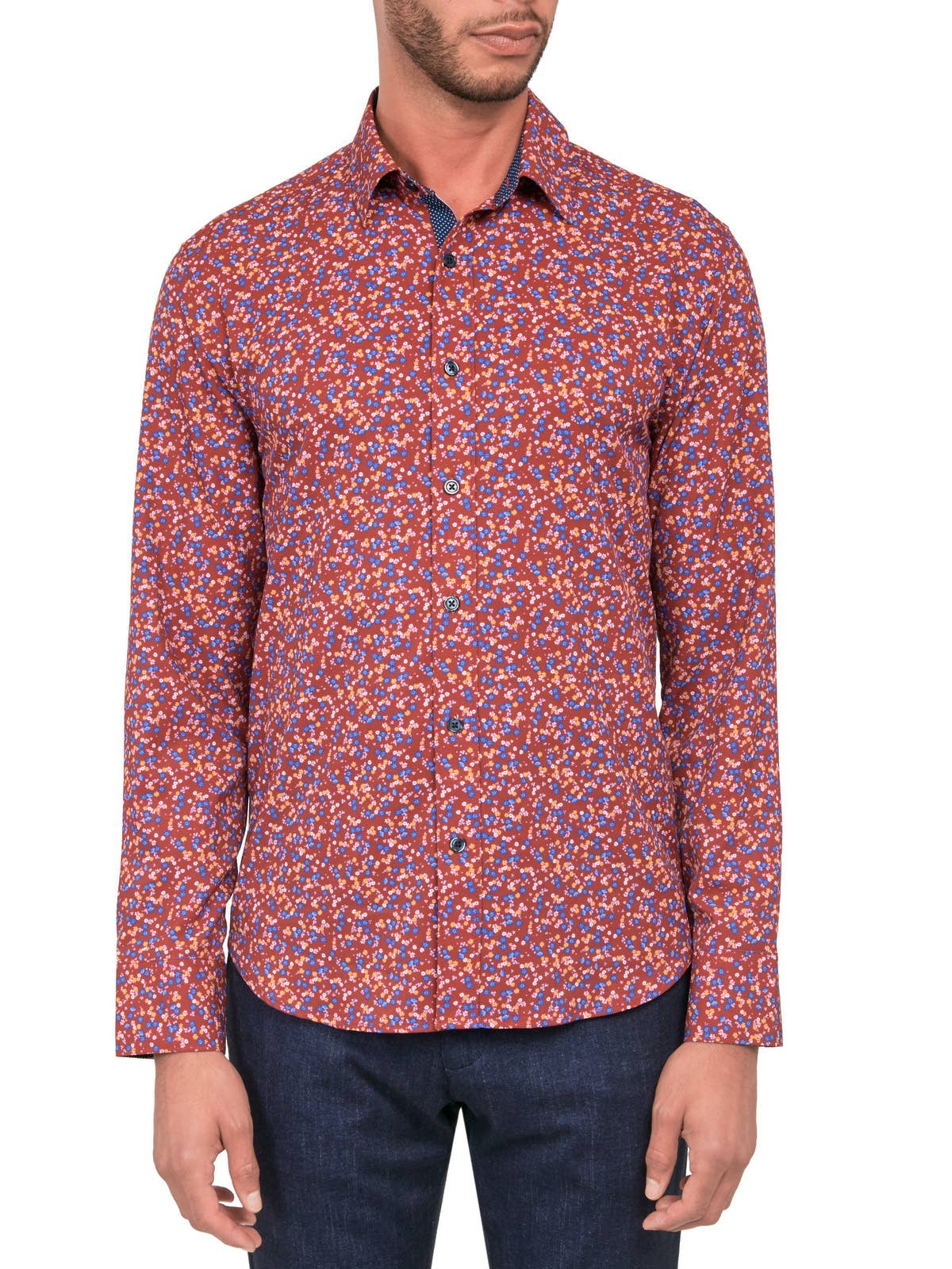 CON.STRUCT - Wholesale Overhemd met knopen - Heren - 4-WAY STRETCHSHIRT MET LANGE MOUWEN EN BLOEMENPRINT6