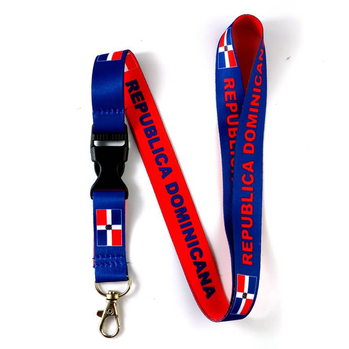 Republica Dominicana Flag Blue Red Lanyard Wholesale. for wholesale by Eastex