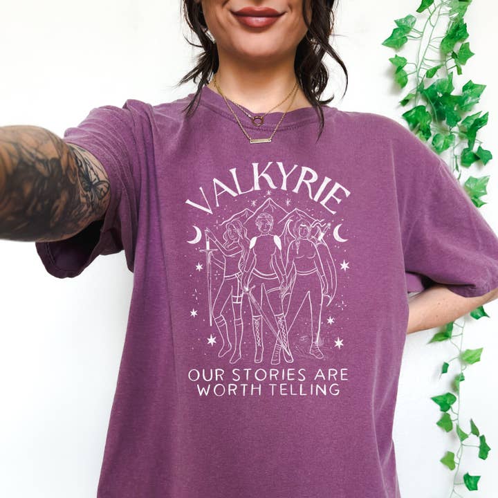 CrescentCatCo - Wholesale Screen Printed T-Shirt - Women's - Officially Licensed Valkyrie ACOTAR Tshirt | Our Stories are Worth telling | SJM Bookish Merch | Fantasy Reader Gift | Nesta Shirt ACOSF1