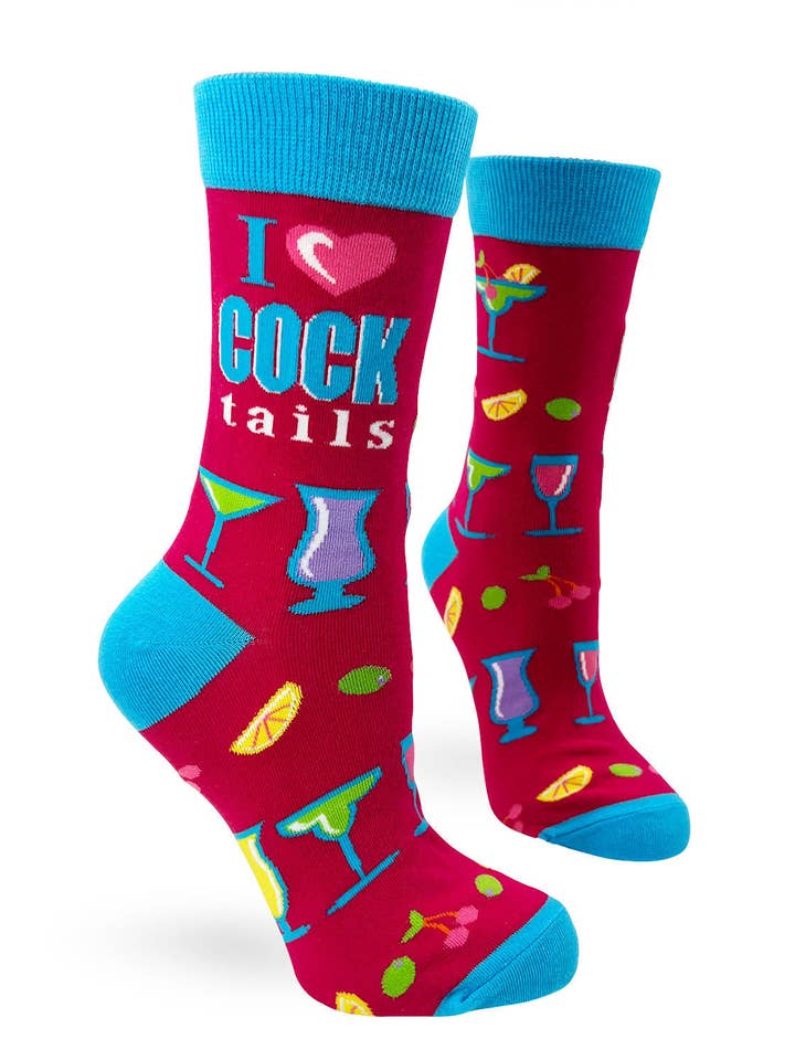 Fabdaz - Wholesale Socks - Women's - I Love Cocktails Women's Crew Socks