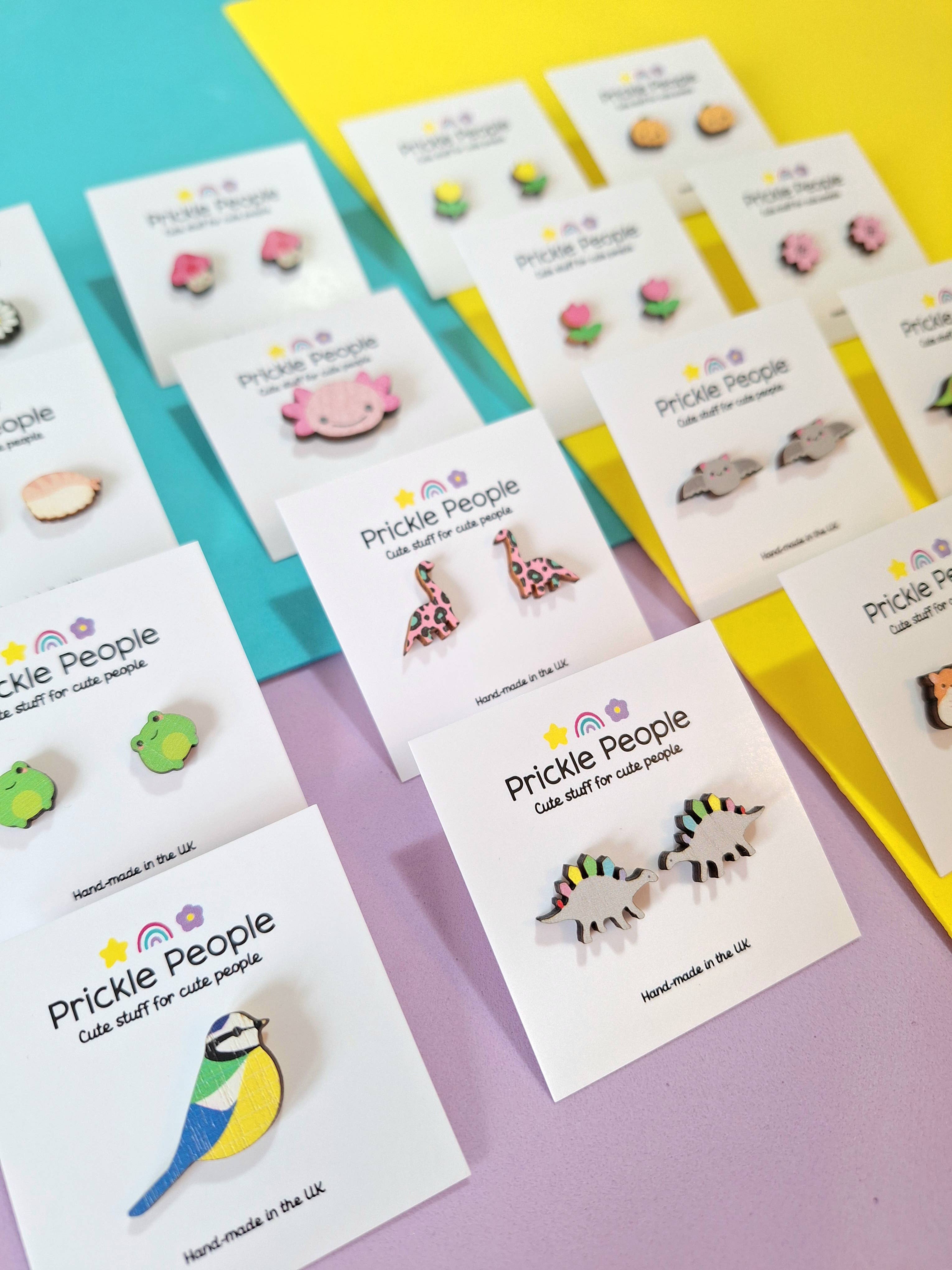 Prickle People - Wholesale Stud/Post Earrings - Hedgehog Stud Earrings Handmade Eco Wood9