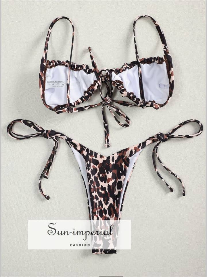 Sun Imperial – wholesale Tvådelad baddräkt - Dam – Kvinnor Leopardmönstrad Veckad Baddräkt med slips sidan och
