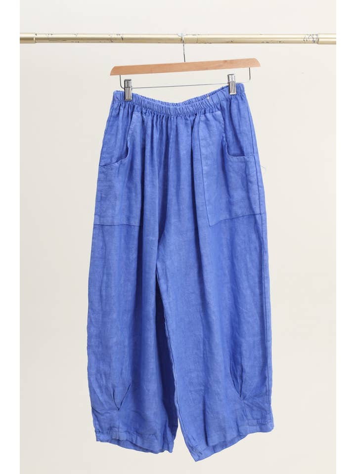la maison des fibres naturelles - Wholesale Pants - Women's - wide linen trousers 6353 +size 100% linen made in Italy