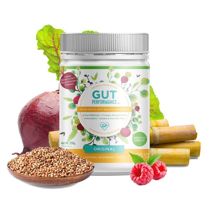 Gut Performance – wholesale Powdered health drink – Gut Performance Original Raspberry Carton 12 Tubs1