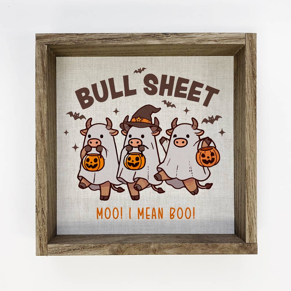 Hangout Home – wholesale Sign – Funny Halloween Bull Sheet - Halloween Canvas Art - Framed