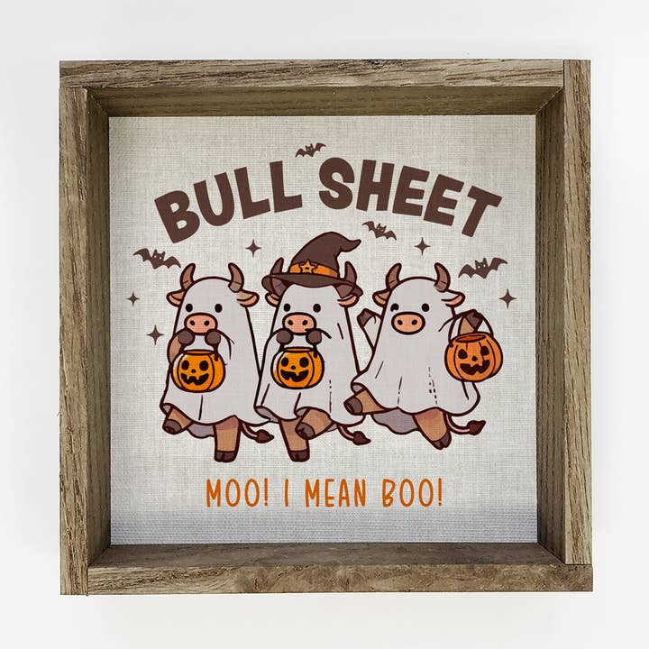 Hangout Home – wholesale Sign – Funny Halloween Bull Sheet - Halloween Canvas Art - Framed 0