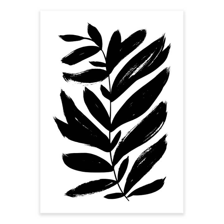 Black And White Painted Fern Wall Art Set 02 for wholesale by Ellisimo