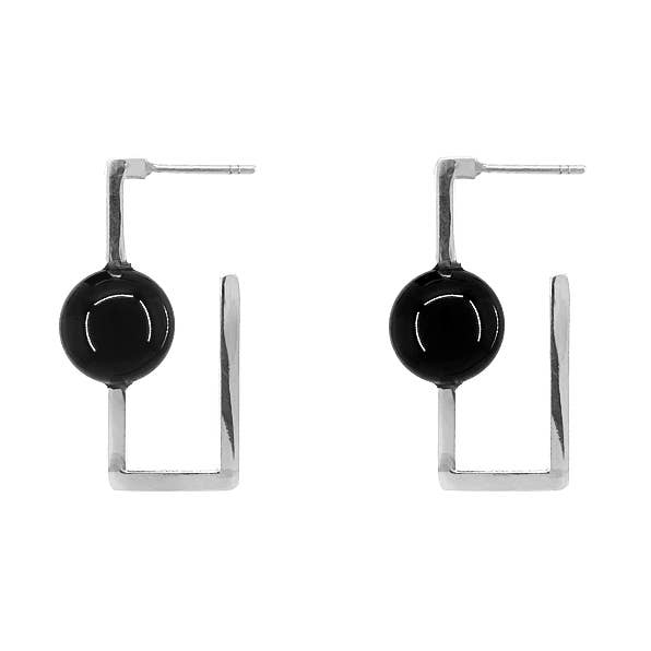 Sterling zilveren Mod Hoop met Onyx voor wholesale door SITA