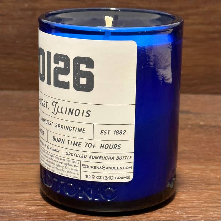 Dickens Candles - Wholesale Jar/filled candle - CUSTOM Zip Code Candle - Upcycled Large Cobalt Blue Bottle4