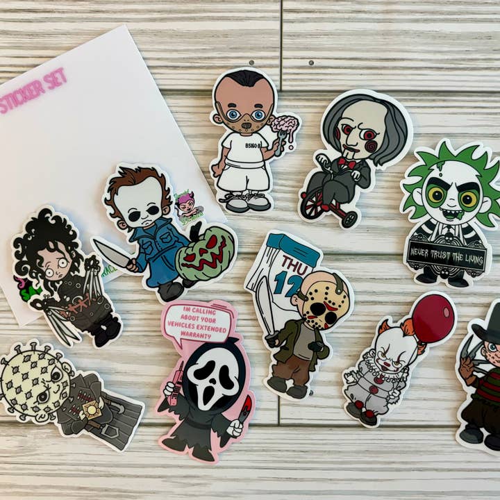 Adorable Horror Set, Vinyl Sticker for wholesale by Graceful Darkness, LLC