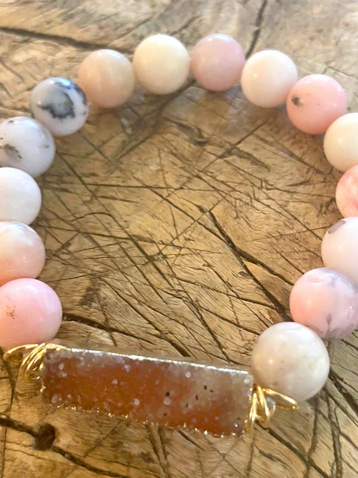 gewoon prachtig - Druzy met roze Peruaanse opaal armband voor wholesale door Beautiful Soul Jewelry