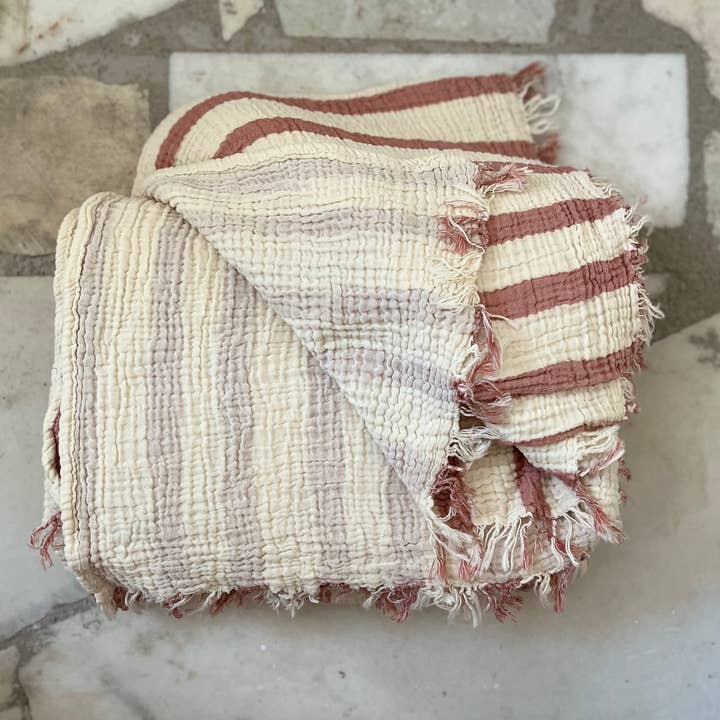 loom.ist - Wholesale Throw blanket - Muslin Striped Blanket12