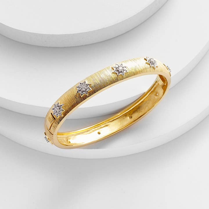 Kosa Jewels - Wholesale Bangle Bracelet - Agatha Shining Star Brushed Gold Bangle
