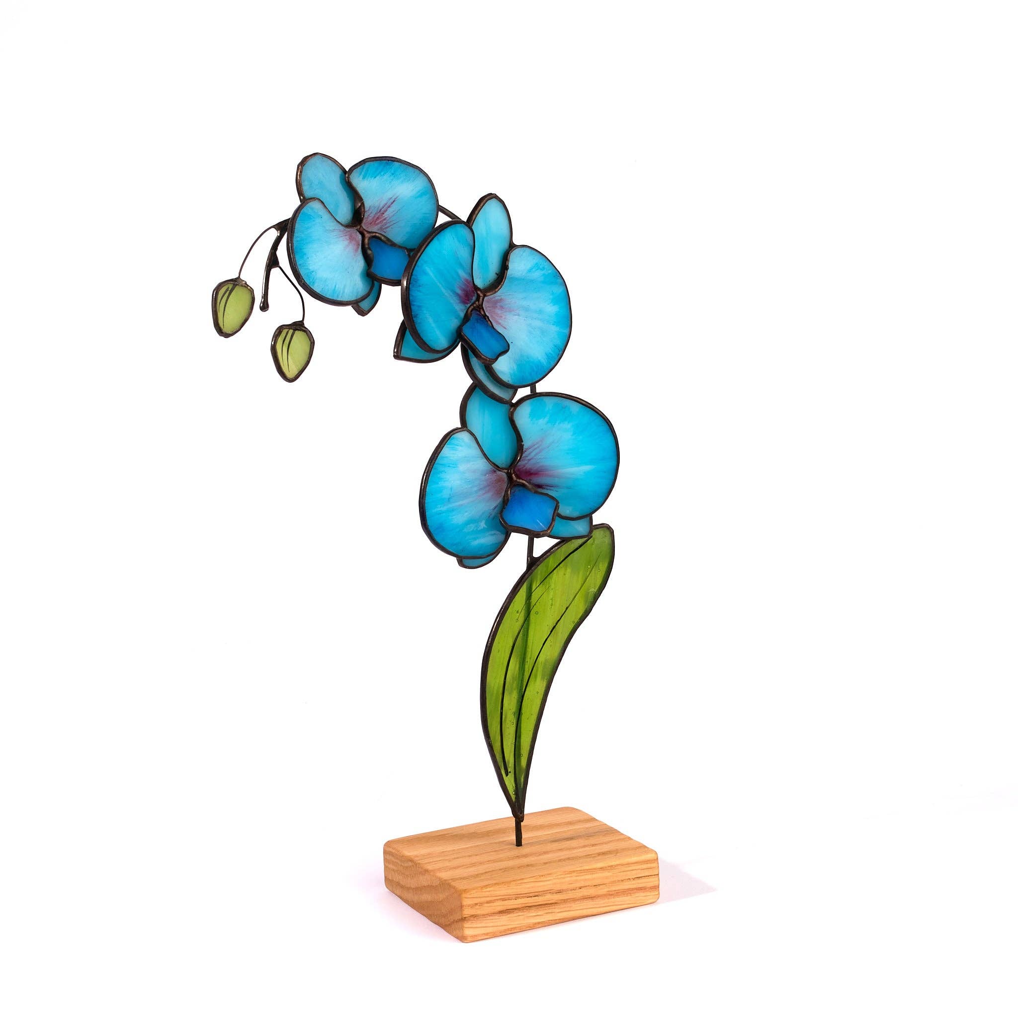 Avalglass - Wholesale Decorative Tabletop Object - Blue Orchid Flower Stained Glass Tabletop3