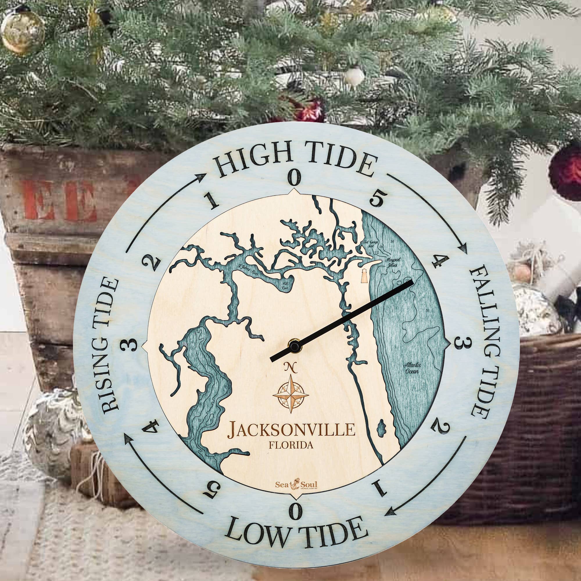 Sea & Soul Nautical Chart Art - Wholesale Wall Clock - Florida East Coast Nautical Chart Tide Clock-Many Locations89