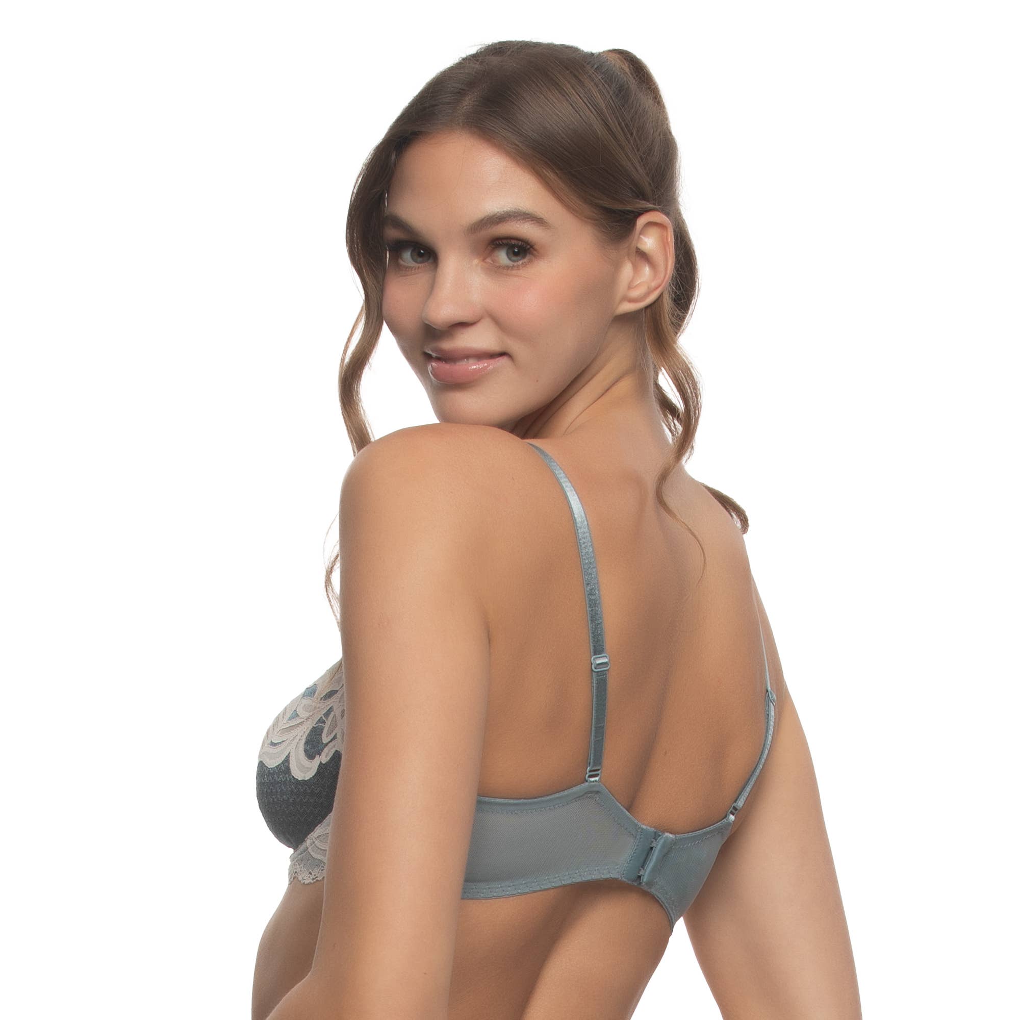 Amelie Vintage Lace Unlined Bra - Stormy Blue for wholesale on Faire2